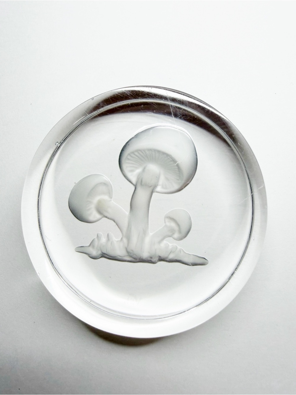 Vintage Val St Lambert Mushroom Clear Glass Paperweight